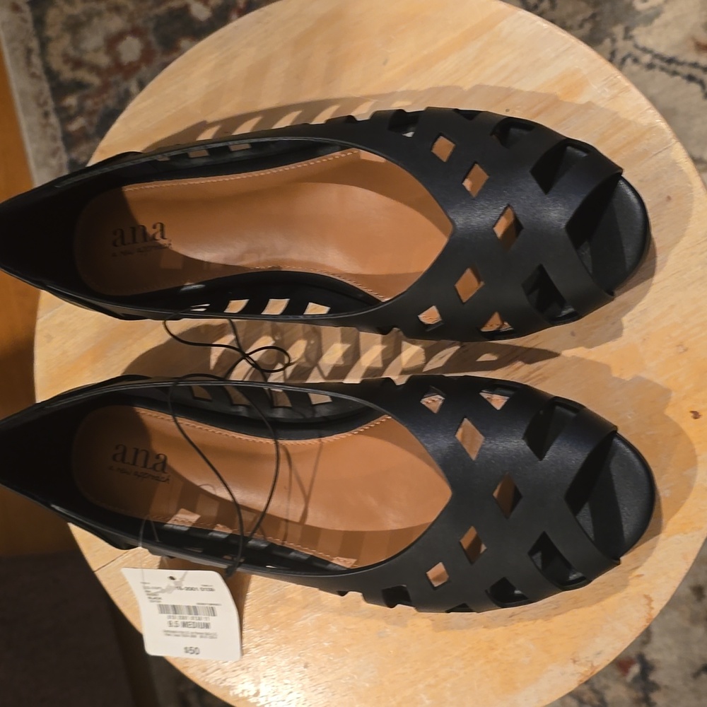 A.N.A BRAND WOMEN'S BLACK SUMMER OPENED TOE SUMMER SHOES SIZE 9.5